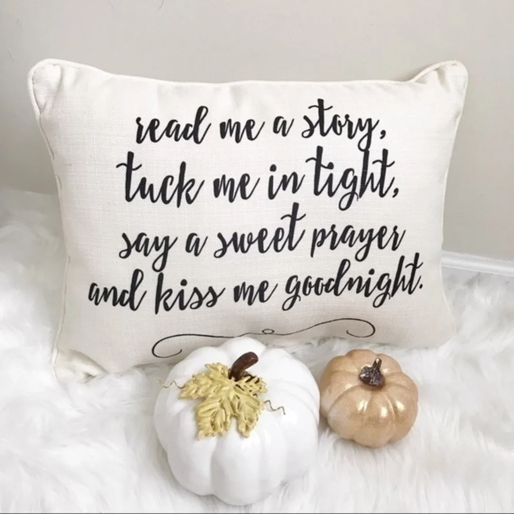Black and white text accent pillow